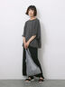 ◎【接触冷感】ベロアラインリボンTシャツ（チャコールグレー/ネイビー/ＴＯＰグレー）｜Samansa Mos2 blue（サマンサモスモス ブルー）通販