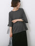 ◎【接触冷感】ベロアラインリボンTシャツ（チャコールグレー/ネイビー/ＴＯＰグレー）｜Samansa Mos2 blue（サマンサモスモス ブルー）通販