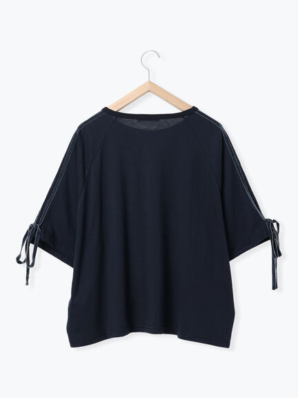 ◎【接触冷感】ベロアラインリボンTシャツ（チャコールグレー/ネイビー/ＴＯＰグレー）｜Samansa Mos2 blue（サマンサモスモス ブルー）通販