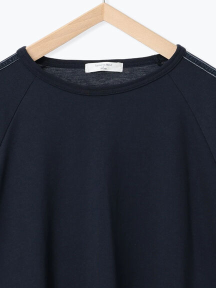 ◎【接触冷感】ベロアラインリボンTシャツ（チャコールグレー/ネイビー/ＴＯＰグレー）｜Samansa Mos2 blue（サマンサモスモス ブルー）通販