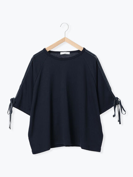 ◎【接触冷感】ベロアラインリボンTシャツ（チャコールグレー/ネイビー/ＴＯＰグレー）｜Samansa Mos2 blue（サマンサモスモス ブルー）通販