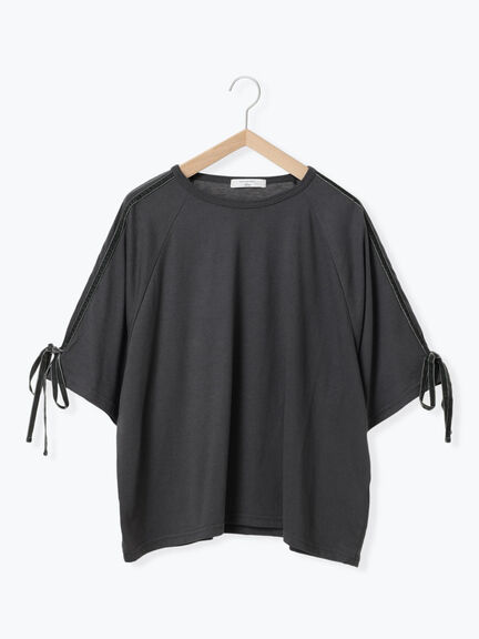 ◎【接触冷感】ベロアラインリボンTシャツ（チャコールグレー/ネイビー/ＴＯＰグレー）｜Samansa Mos2 blue（サマンサモスモス ブルー）通販