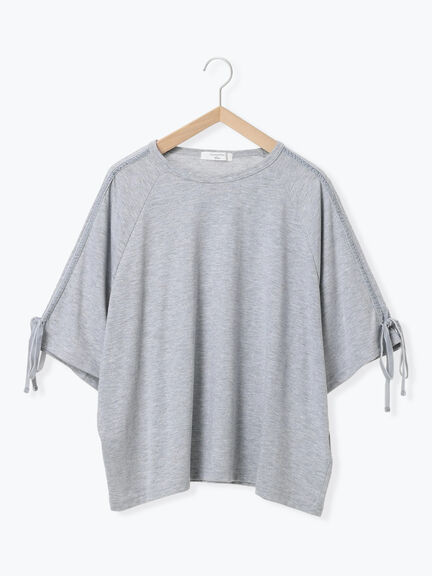 ◎【接触冷感】ベロアラインリボンTシャツ（チャコールグレー/ネイビー/ＴＯＰグレー）｜Samansa Mos2 blue（サマンサモスモス ブルー）通販