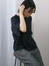 ◎【接触冷感】ベロアラインリボンTシャツ（チャコールグレー/ネイビー/ＴＯＰグレー）｜Samansa Mos2 blue（サマンサモスモス ブルー）通販