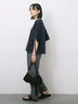 ◎【接触冷感】ベロアラインリボンTシャツ（チャコールグレー/ネイビー/ＴＯＰグレー）｜Samansa Mos2 blue（サマンサモスモス ブルー）通販