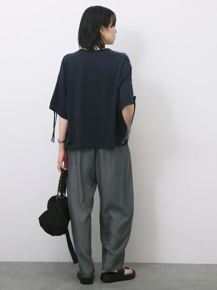◎【接触冷感】ベロアラインリボンTシャツ（チャコールグレー/ネイビー/ＴＯＰグレー）｜Samansa Mos2 blue（サマンサモスモス ブルー）通販