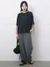 ◎【接触冷感】ベロアラインリボンTシャツ（チャコールグレー/ネイビー/ＴＯＰグレー）｜Samansa Mos2 blue（サマンサモスモス ブルー）通販