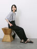◎【接触冷感】ベロアラインリボンTシャツ（チャコールグレー/ネイビー/ＴＯＰグレー）｜Samansa Mos2 blue（サマンサモスモス ブルー）通販