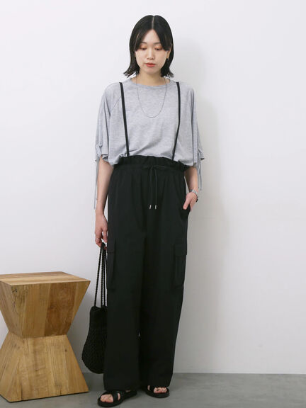 ◎【接触冷感】ベロアラインリボンTシャツ（チャコールグレー/ネイビー/ＴＯＰグレー）｜Samansa Mos2 blue（サマンサモスモス ブルー）通販
