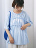 ◎【接触冷感】シャーリングドッキングTシャツ（サックスブルー）｜Samansa Mos2 blue（サマンサモスモス ブルー）通販