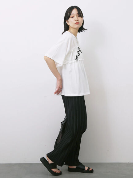 ◎【接触冷感】シャーリングドッキングTシャツ（オフホワイト/ブラック/サックスブルー）｜Samansa Mos2 blue（サマンサモスモス ブルー）通販