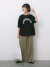 ◎【接触冷感】シャーリングドッキングTシャツ（オフホワイト/ブラック/サックスブルー）｜Samansa Mos2 blue（サマンサモスモス ブルー）通販