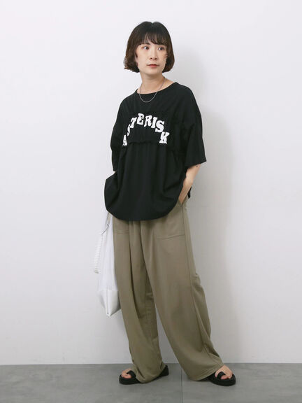 ◎【接触冷感】シャーリングドッキングTシャツ（オフホワイト/ブラック/サックスブルー）｜Samansa Mos2 blue（サマンサモスモス ブルー）通販
