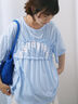 ◎【接触冷感】シャーリングドッキングTシャツ（オフホワイト/ブラック/サックスブルー）｜Samansa Mos2 blue（サマンサモスモス ブルー）通販