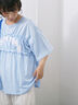 ◎【接触冷感】シャーリングドッキングTシャツ（オフホワイト/ブラック/サックスブルー）｜Samansa Mos2 blue（サマンサモスモス ブルー）通販