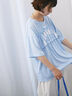 ◎【接触冷感】シャーリングドッキングTシャツ（オフホワイト/ブラック/サックスブルー）｜Samansa Mos2 blue（サマンサモスモス ブルー）通販