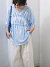 ◎【接触冷感】シャーリングドッキングTシャツ（オフホワイト/ブラック/サックスブルー）｜Samansa Mos2 blue（サマンサモスモス ブルー）通販