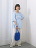 ◎【接触冷感】シャーリングドッキングTシャツ（オフホワイト/ブラック/サックスブルー）｜Samansa Mos2 blue（サマンサモスモス ブルー）通販