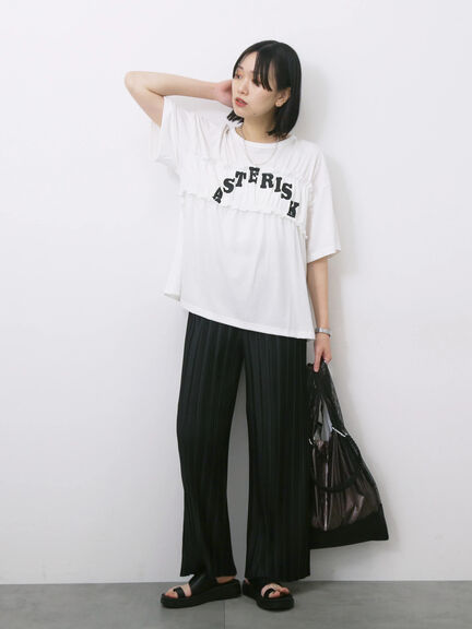 ◎【接触冷感】シャーリングドッキングTシャツ（オフホワイト/ブラック/サックスブルー）｜Samansa Mos2 blue（サマンサモスモス ブルー）通販