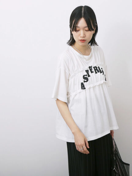 ◎【接触冷感】シャーリングドッキングTシャツ（オフホワイト/ブラック/サックスブルー）｜Samansa Mos2 blue（サマンサモスモス ブルー）通販