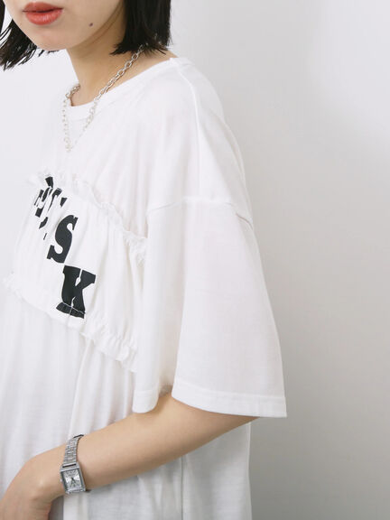 ◎【接触冷感】シャーリングドッキングTシャツ（オフホワイト/ブラック/サックスブルー）｜Samansa Mos2 blue（サマンサモスモス ブルー）通販