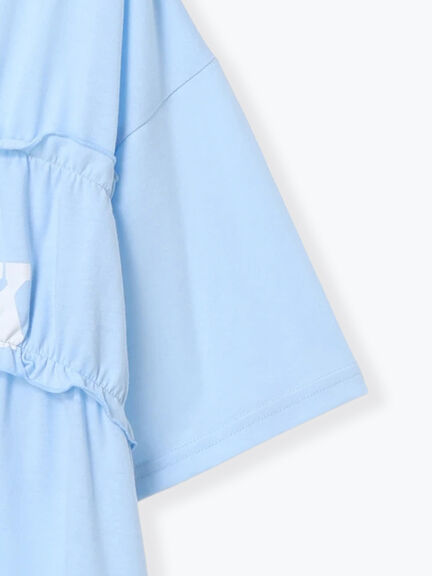 ◎【接触冷感】シャーリングドッキングTシャツ（オフホワイト/ブラック/サックスブルー）｜Samansa Mos2 blue（サマンサモスモス ブルー）通販