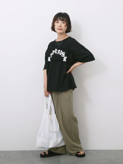 ◎【接触冷感】シャーリングドッキングTシャツ（オフホワイト/ブラック/サックスブルー）｜Samansa Mos2 blue（サマンサモスモス ブルー）通販