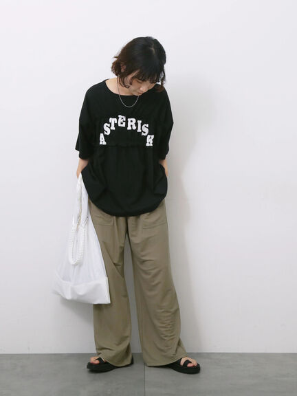 ◎【接触冷感】シャーリングドッキングTシャツ（オフホワイト/ブラック/サックスブルー）｜Samansa Mos2 blue（サマンサモスモス ブルー）通販
