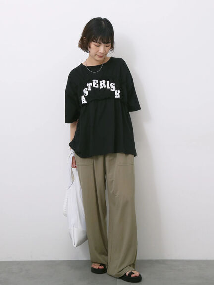 ◎【接触冷感】シャーリングドッキングTシャツ（オフホワイト/ブラック/サックスブルー）｜Samansa Mos2 blue（サマンサモスモス ブルー）通販