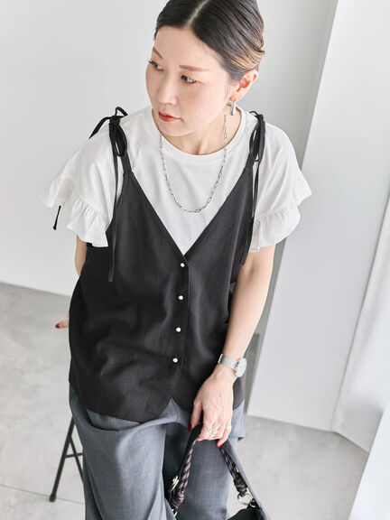 ◎キャミソールジレ（チャコールグレー/ブラック/ベージュ）｜Samansa Mos2 blue（サマンサモスモス ブルー）通販