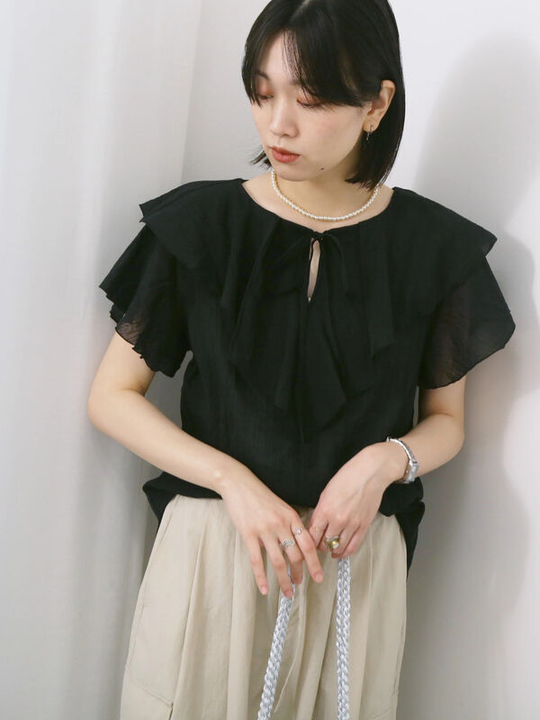 ◎フリルブラウス（ブラック）｜Samansa Mos2 blue（サマンサモスモス ブルー）通販