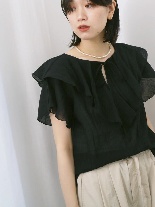 MOSCHINO フリルブラウス MISCH MASCH ブラウス シャツ 2025春夏新作 シアーフリル