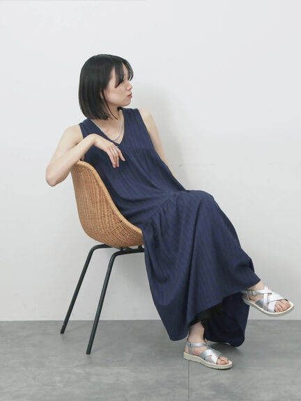 楊柳ノースリーブワンピース（ブラック/ダークオレンジ/ネイビー）｜Samansa Mos2 blue（サマンサモスモス ブルー）通販