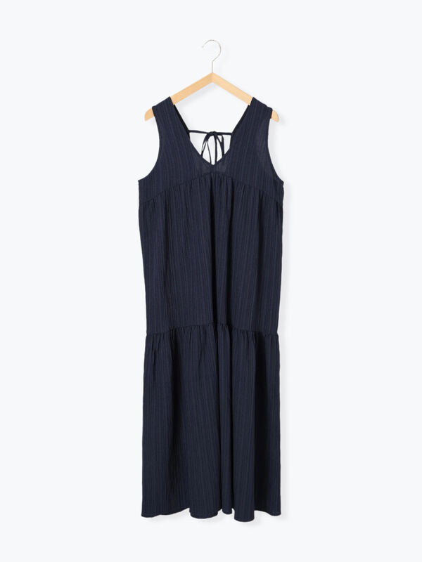 セール】 楊柳ノースリーブワンピース（ブラック/ダークオレンジ