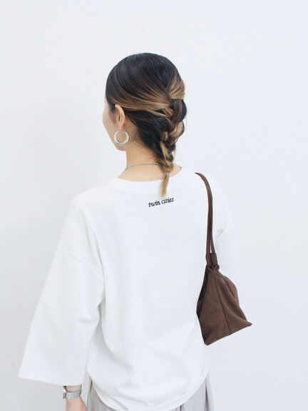チェーン刺繍7分袖プルオーバー（オフホワイト/チャコールグレー/グリーン/ネイビー/ＴＯＰグレー）｜Samansa Mos2 blue（サマンサモスモス ブルー）通販