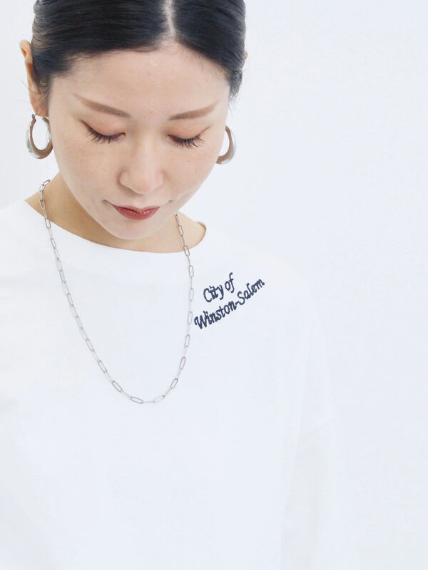 セール】 チェーン刺繍7分袖プルオーバー（オフホワイト