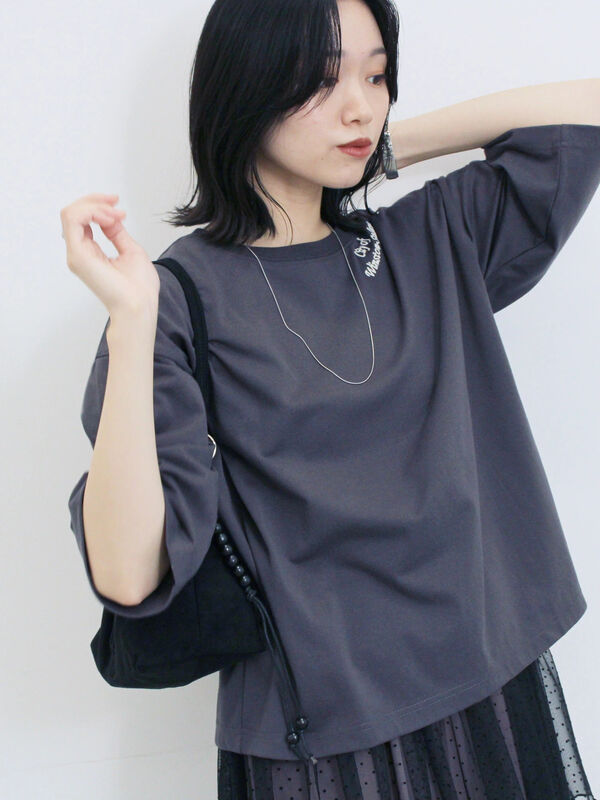 セール】 チェーン刺繍7分袖プルオーバー（オフホワイト