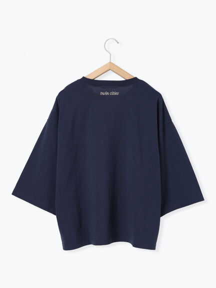 チェーン刺繍7分袖プルオーバー（オフホワイト/チャコールグレー/グリーン/ネイビー/ＴＯＰグレー）｜Samansa Mos2 blue（サマンサモスモス ブルー）通販