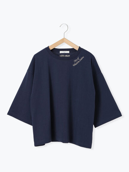 チェーン刺繍7分袖プルオーバー（オフホワイト/チャコールグレー/グリーン/ネイビー/ＴＯＰグレー）｜Samansa Mos2 blue（サマンサモスモス ブルー）通販