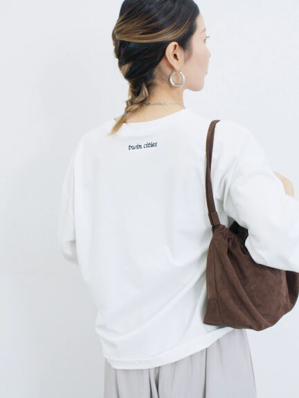 チェーン刺繍7分袖プルオーバー（オフホワイト/チャコールグレー/グリーン/ネイビー/ＴＯＰグレー）｜Samansa Mos2 blue（サマンサモスモス ブルー）通販