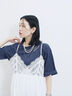 チェーン刺繍7分袖プルオーバー（オフホワイト/チャコールグレー/グリーン/ネイビー/ＴＯＰグレー）｜Samansa Mos2 blue（サマンサモスモス ブルー）通販