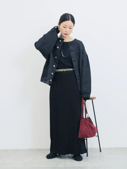 【ECO DENIM 】 ノーカラーブルゾン（チャコールグレー/ブラウン/ブルー）｜Samansa Mos2 blue（サマンサモスモス ブルー）通販