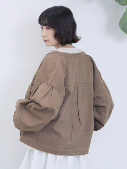 【ECO DENIM 】 ノーカラーブルゾン（チャコールグレー/ブラウン/ブルー）｜Samansa Mos2 blue（サマンサモスモス ブルー）通販