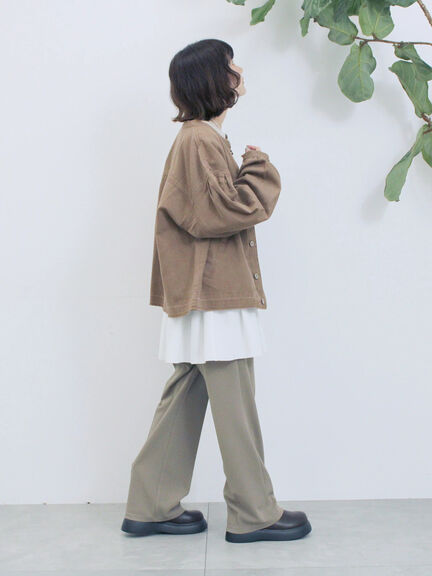 【ECO DENIM 】 ノーカラーブルゾン（チャコールグレー/ブラウン/ブルー）｜Samansa Mos2 blue（サマンサモスモス ブルー）通販