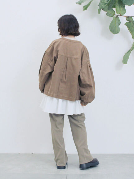 【ECO DENIM 】 ノーカラーブルゾン（チャコールグレー/ブラウン/ブルー）｜Samansa Mos2 blue（サマンサモスモス ブルー）通販