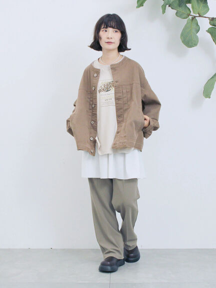 【ECO DENIM 】 ノーカラーブルゾン（チャコールグレー/ブラウン/ブルー）｜Samansa Mos2 blue（サマンサモスモス ブルー）通販