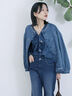 【ECO DENIM 】 ノーカラーブルゾン（チャコールグレー/ブラウン/ブルー）｜Samansa Mos2 blue（サマンサモスモス ブルー）通販