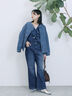 【ECO DENIM 】 ノーカラーブルゾン（チャコールグレー/ブラウン/ブルー）｜Samansa Mos2 blue（サマンサモスモス ブルー）通販