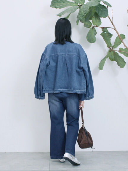 【ECO DENIM 】 ノーカラーブルゾン（チャコールグレー/ブラウン/ブルー）｜Samansa Mos2 blue（サマンサモスモス ブルー）通販