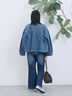 【ECO DENIM 】 ノーカラーブルゾン（チャコールグレー/ブラウン/ブルー）｜Samansa Mos2 blue（サマンサモスモス ブルー）通販